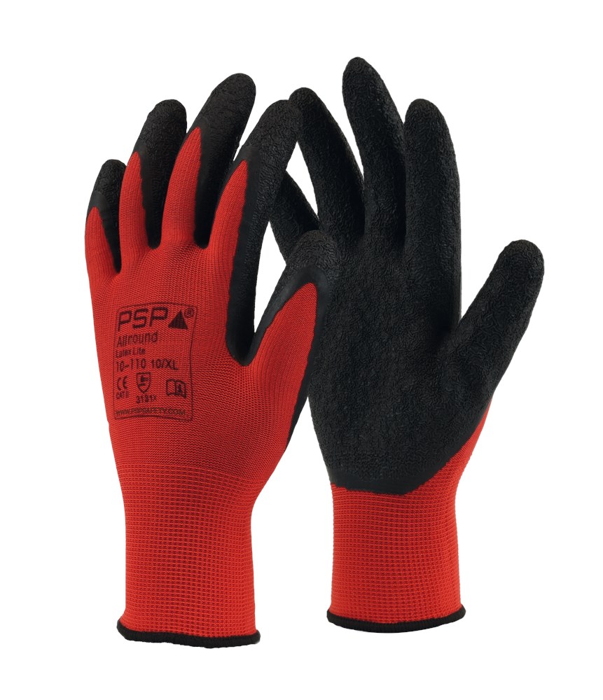 [2.01.10.110.07] PSP - Allround Latex Lite Handschoenen - EN388 3131X, Latex Gecoat - 10-110 - Rood/Zwart (7)