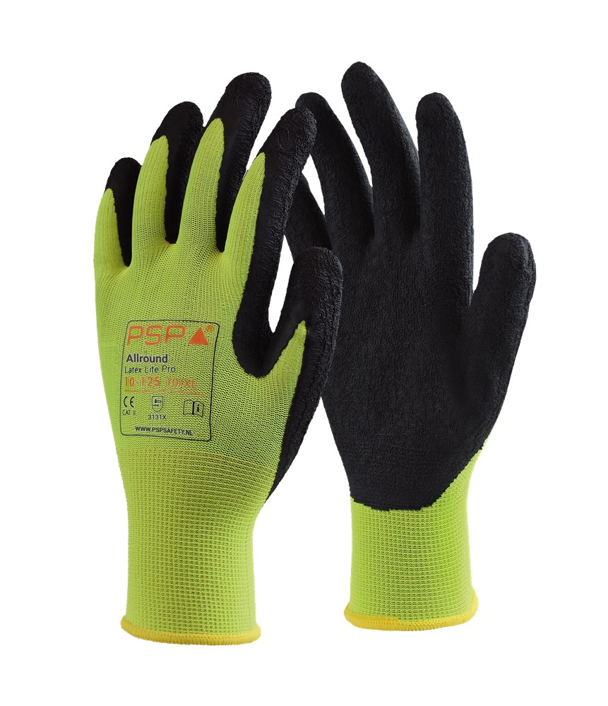 [2.01.10.125.07] PSP - Allround Latex Lite Pro Handschoenen - EN388 3131X, Droge Grip - 10-125 - Geel/Zwart - 2.01.10.125 (7)