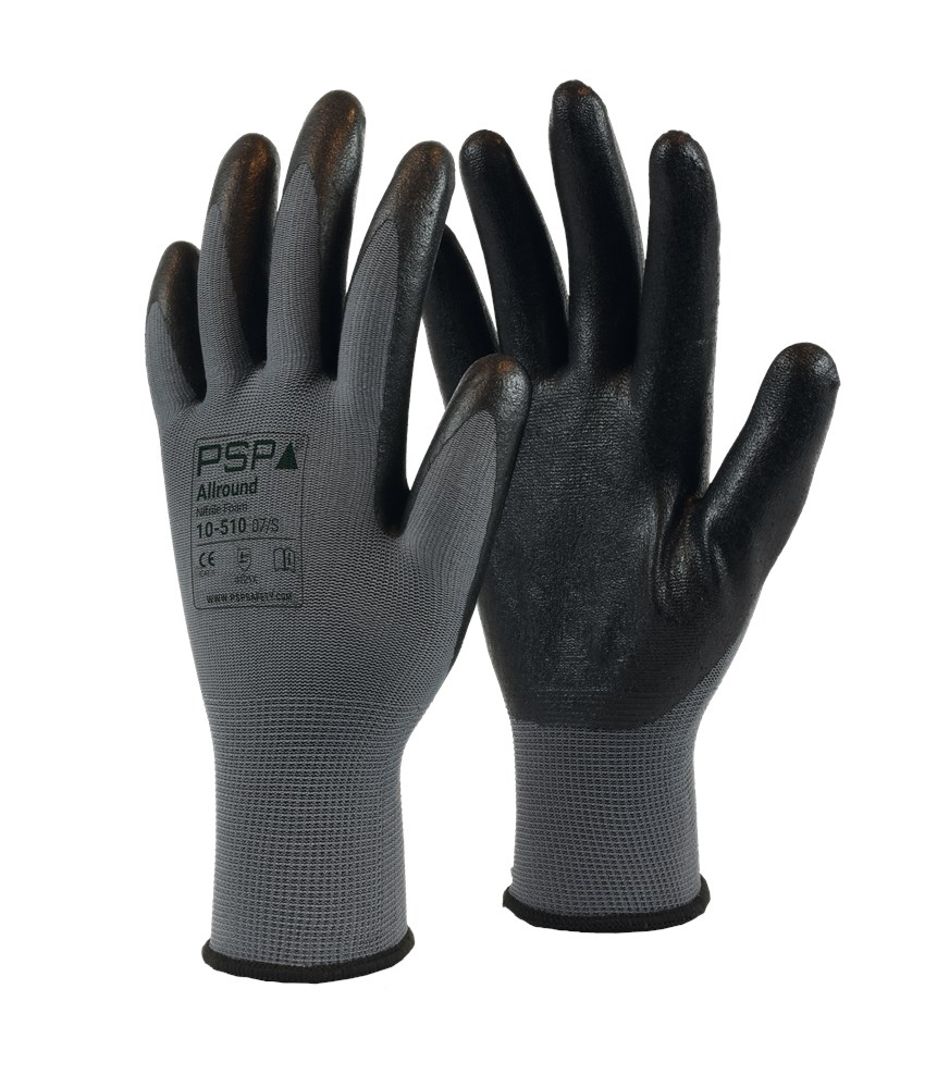 [2.01.10.510.07] PSP - Allround Nitrile Foam Handschoenen - EN388 4121X - 10-510 - Zwart/Grijs - 2.01.10.510 (7)