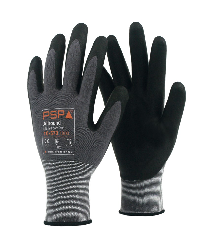 [2.01.10.570.05] PSP - Allround Nitril Foam Handschoenen - EN388 4131X, Goede Grip - 10-570 - Zwart (5)
