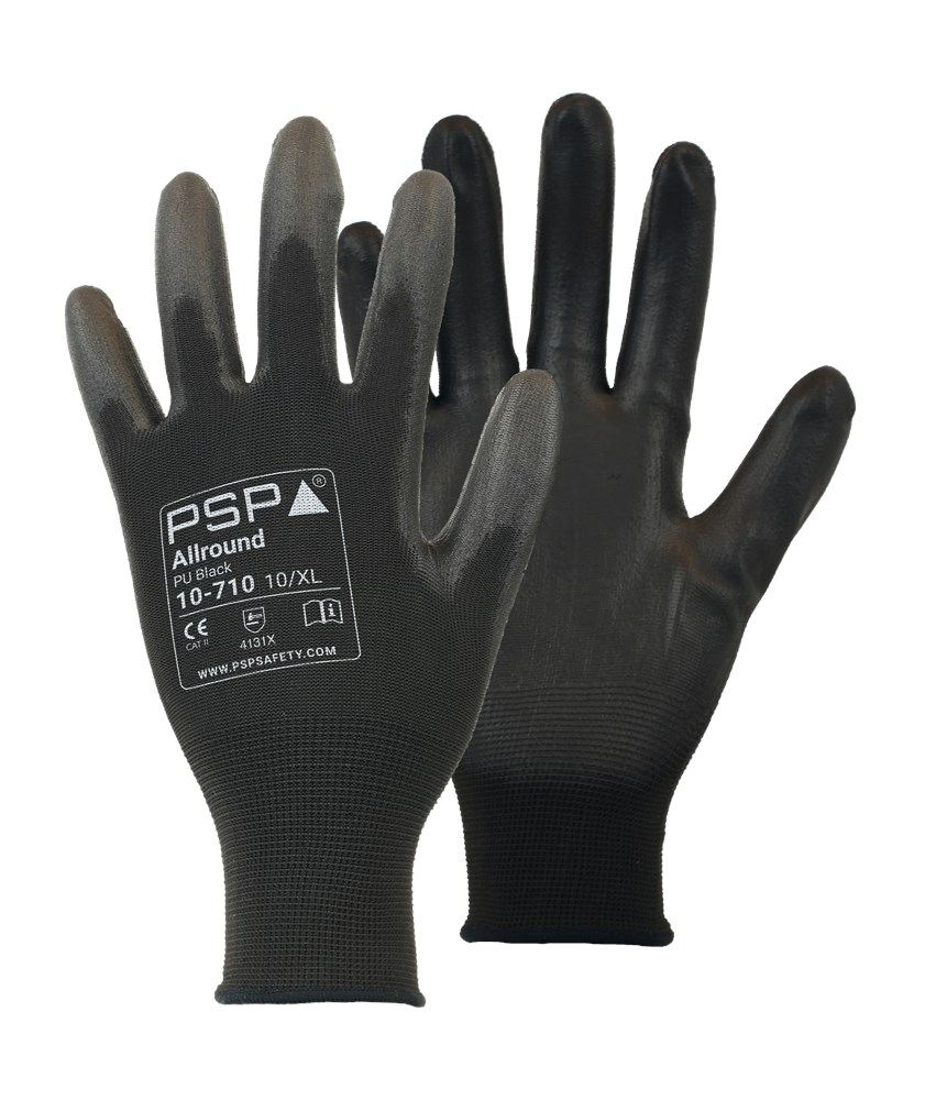 [2.01.10.710.06] PSP - Allround Werkhandschoenen - EN388 4131X, PU Gecoate Handpalm - 10-710 - Zwart (6)