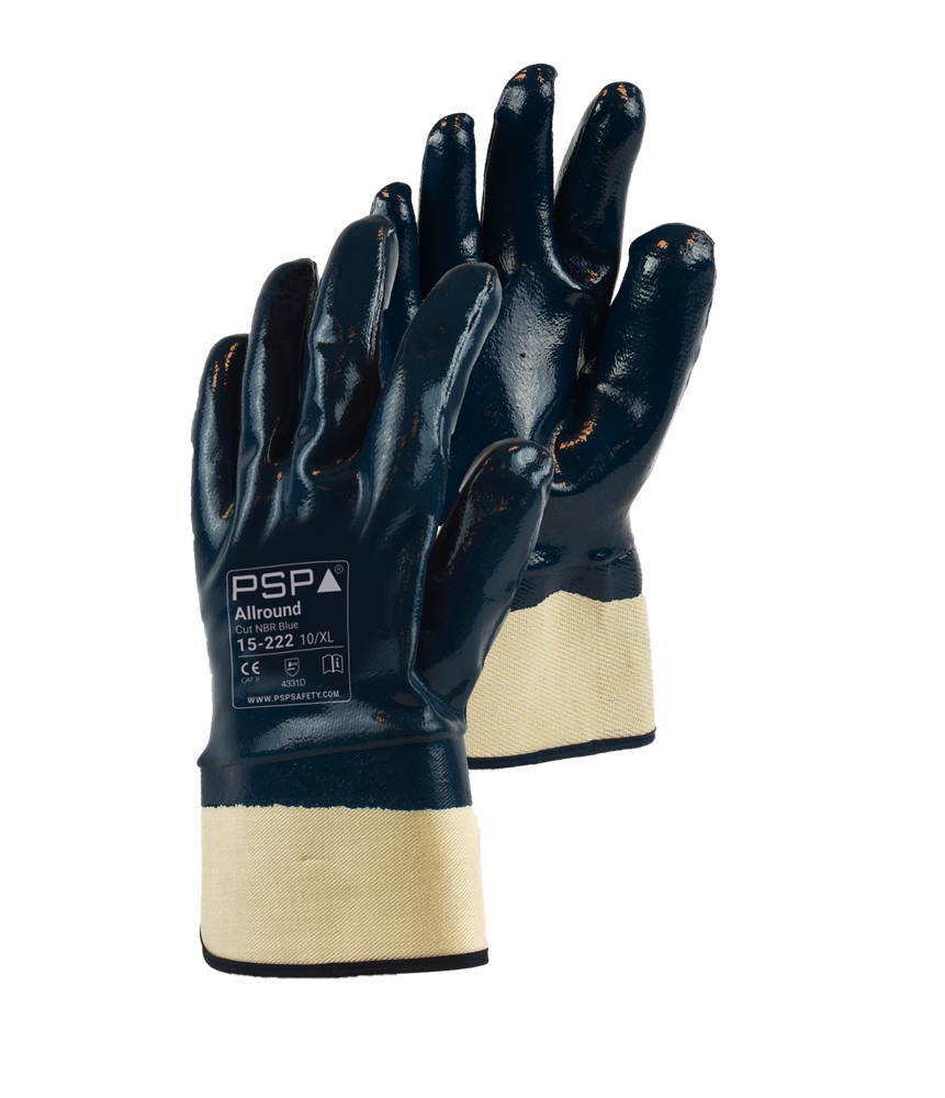 [2.01.15.222.07] PSP - Snijbestendige Handschoenen - Snijweerstand Niveau D, NBR Coating, Vloeistofbescherming - 15-222 - Blauw/Ecru - 2.01.15.222 (7)