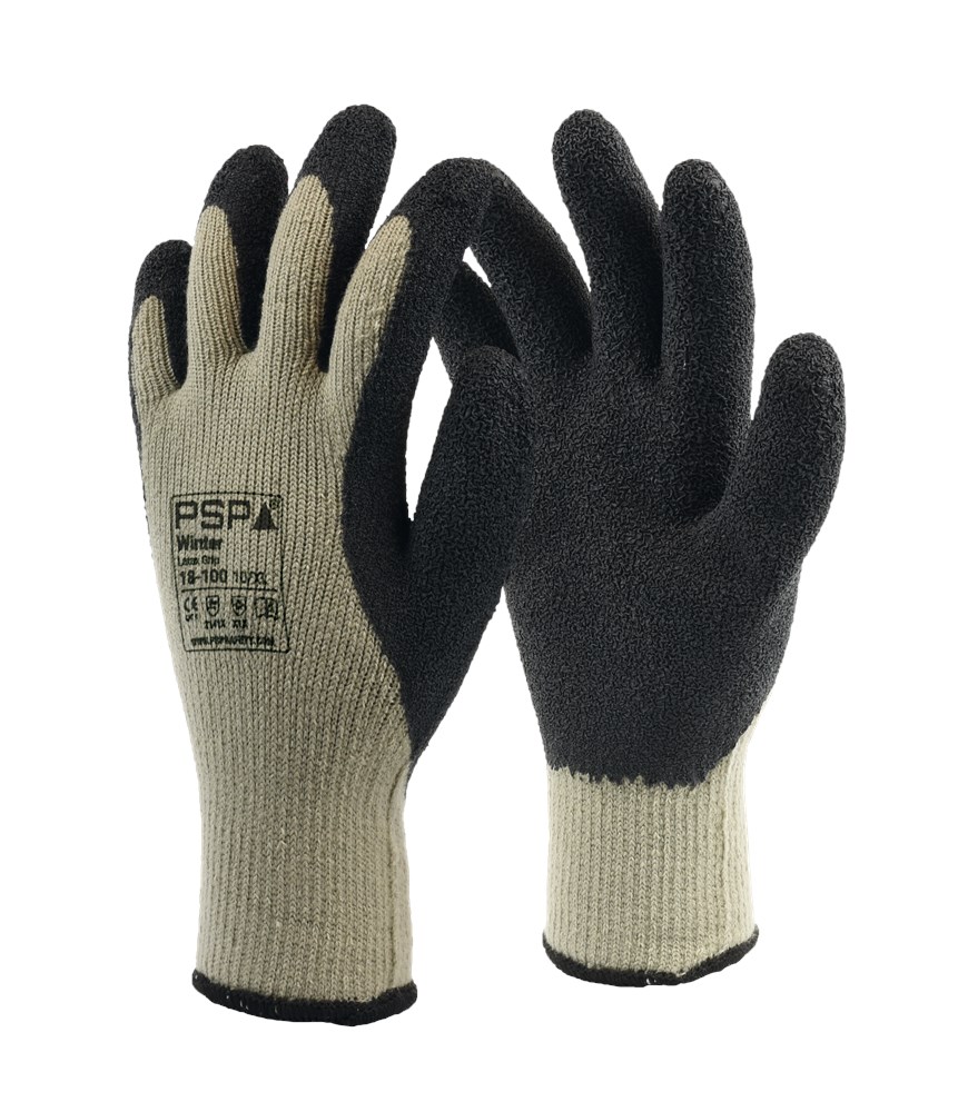 [2.01.18.100.08] PSP - Winter Latex Grip Handschoenen - Koude & Algemeen Gebruik - 18-100 - Zwart/Grijs (8)