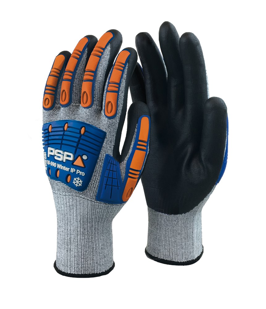 PSP - Winter Snijbestendige Impact Werkhandschoenen - Snijweerstand D - 18-590 - Grijs/Zwart/Blauw/Oranje