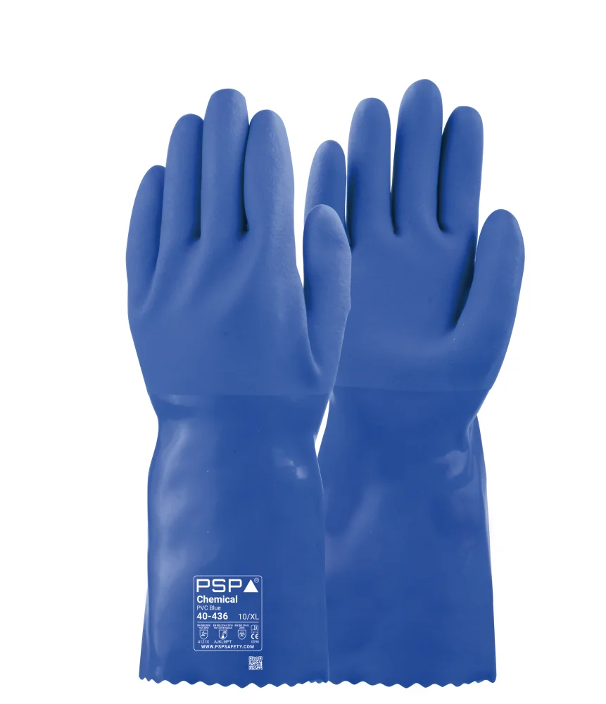 PSP - Chemisch & Oliebestendige PVC Handschoenen - EN 388 4121X, EN ISO 374 Type A - 40-436 - Blauw