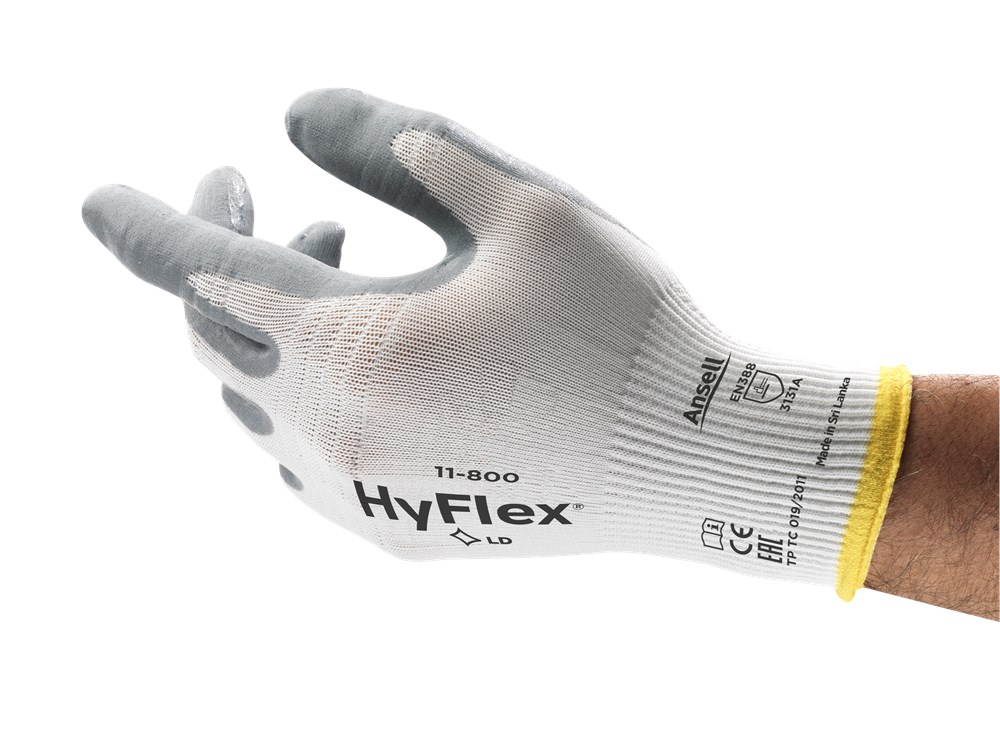 Ansell - Industriële Handschoenen - Ademende Nitril Coating, Comfort Pasvorm - HyFlex® 11-800 - Grijs