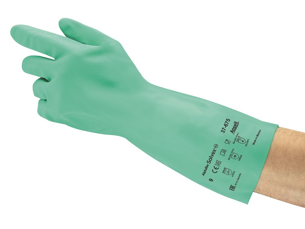 Ansell - Chemisch Bestendige Handschoenen - EN 374 Type A Chemische Resistentie, 15 mil - AlphaTec Solvex - Groen - 37-675
