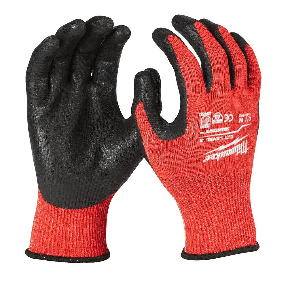 Milwaukee - Snijbestendige Handschoenen - Snijlevel 3, Slijt- & Punctiebestendig, Uitstekende Grip - Cut C/3 - Zwart - 1420