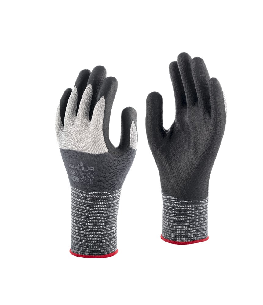 [2.42.00.381.07] Showa - Nitrile Schuim Handschoenen - Slijtvast & Oliebestendig, Vingervaardigheid - 381 - Grijs (6-S)