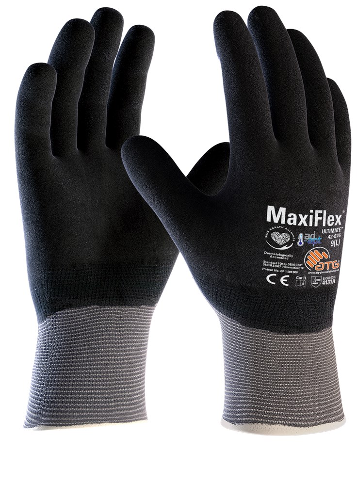 ATG - Algemene Gebruikshandschoenen - AD-APT Koeltechnologie, Duurzame Grip - Maxiflex Ultimate AD-APT - Grijs/Zwart - 42-876