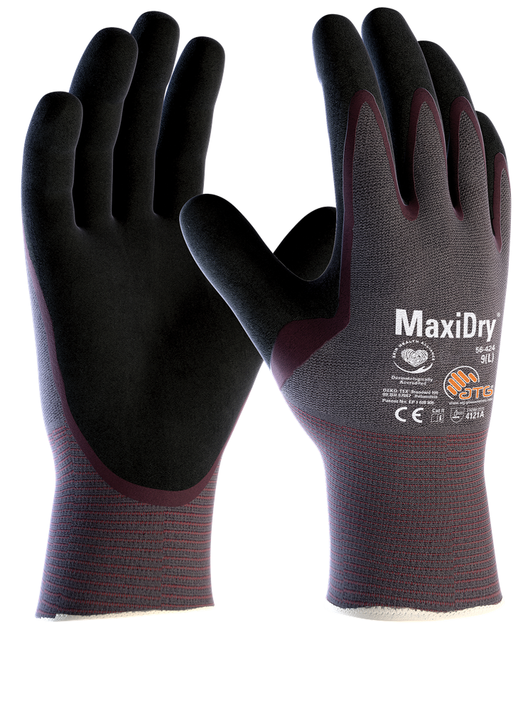 ATG - Oliebestendige Handschoenen - EN 388 4121A - MaxiDry 56-424 - Paars