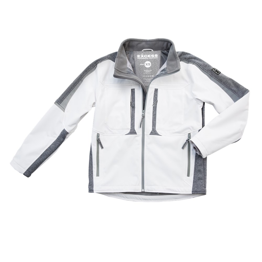 Excess - Softshell Jas - Waterafstotend, Ademend, Winddicht - Active PRO 216 - Wit/Grijs