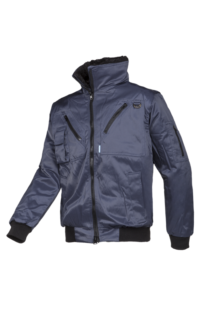 [3.75.02.701.03] Sioen - Winter Bomberjack - Afneembare Mouwen & Bontvoering - Hawk - Marineblauw - 027AA2PBD (S)