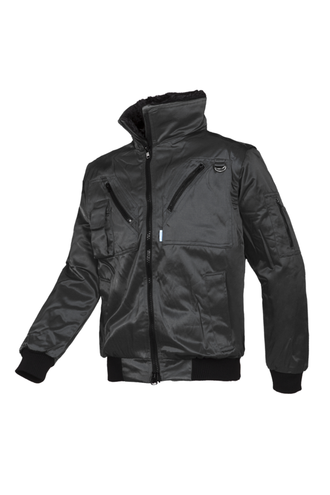 Sioen - Winter Bomberjack - Afneembare Mouwen, Bontvoering - Hawk - Zwart - 027AA2PBD