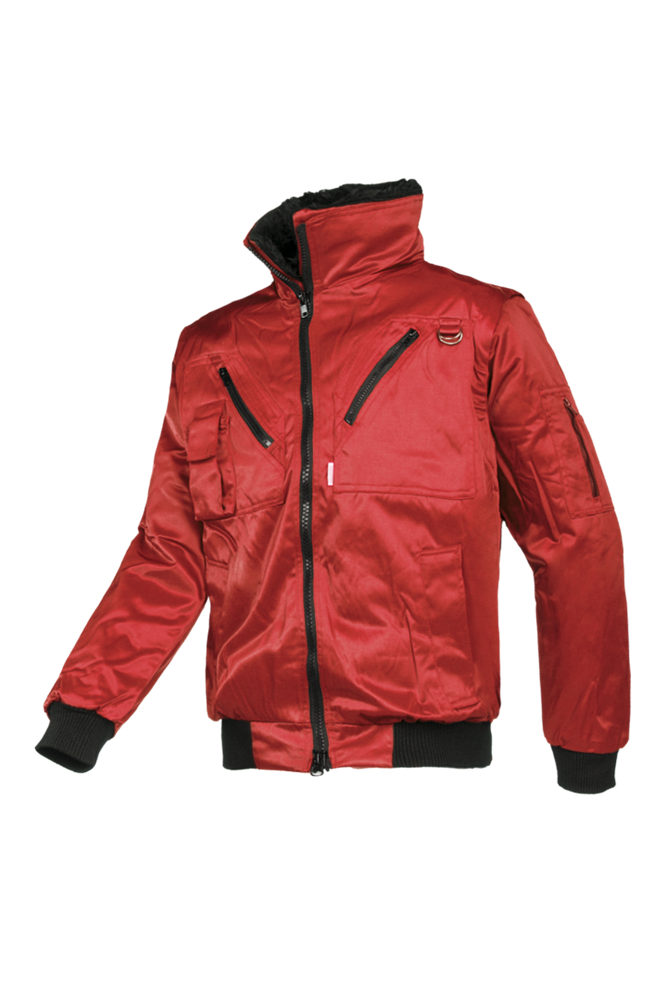 Sioen - Winter Bomberjack - Afneembare Mouwen, Bontvoering - Hawk - Rood - 027AA2PBD