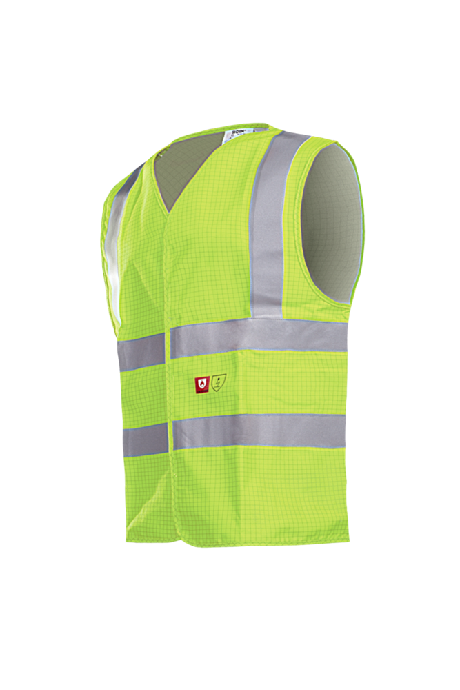 [3.75.30.703.03] Sioen - Vlamvertragend Antistatisch Hi-Vis Veiligheidsvest - Hellisan - Fluorescerend Geel - 307AA2PX8 (S)