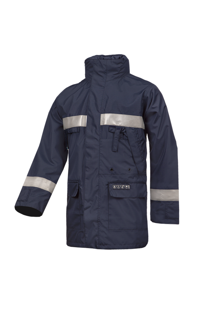 [3.75.30.851.02] Sioen - Vlamvertragende Antistatische Regenparka - Hoge Zichtbaarheid - Hasnon - Marineblauw - 3085N3EF7 (XS)