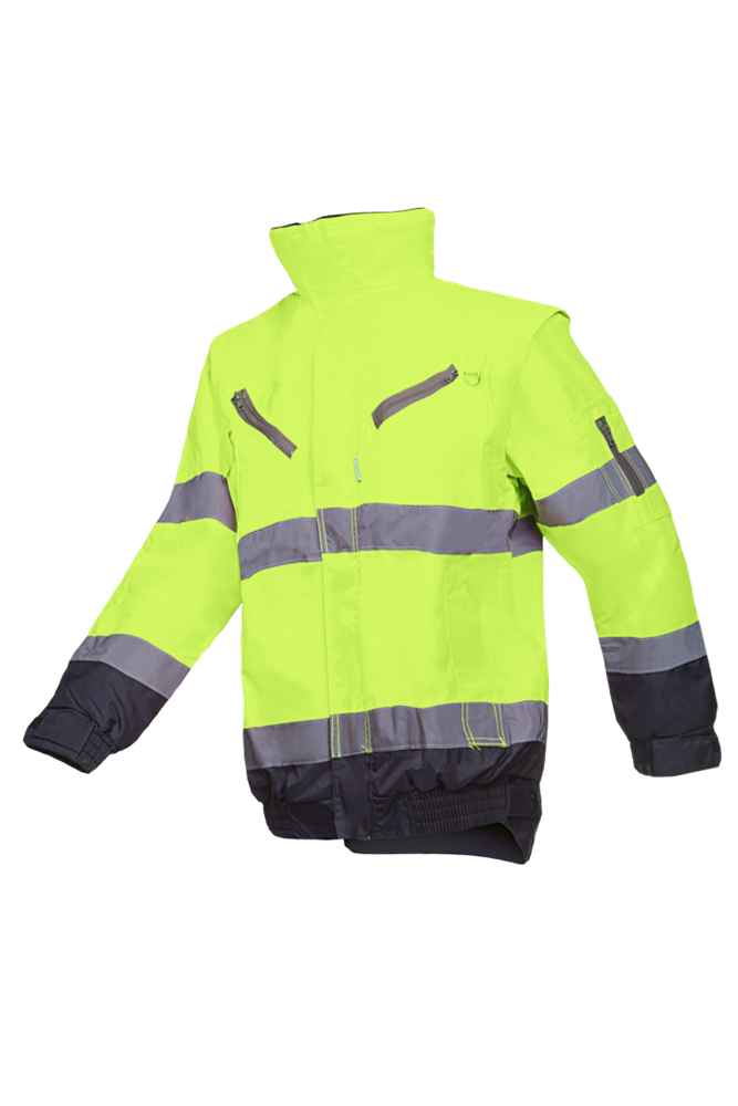 Sioen - Hi-Vis Winter Bomberjack - Waterdicht, Ademend, Afneembare Mouwen - Campbell - Hi-Vis Geel/Marineblauw - 364AN3EX1
