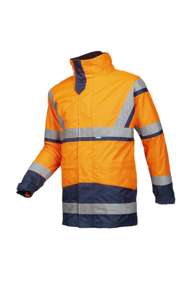 [3.75.40.102.03] Sioen - 4-in-1 High-Visibility Waterdichte Parka - Powell - Fluo Oranje/Marine - 401AN3EU1 (S)