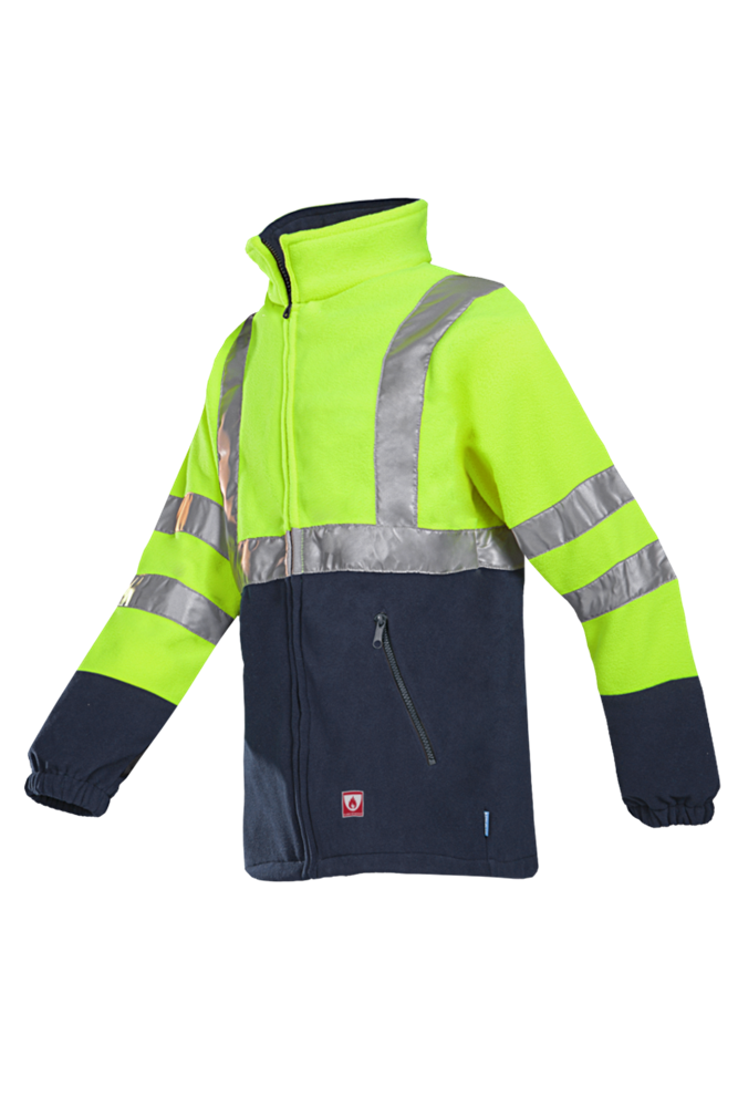 [3.75.49.611.03] Sioen - Vlamvertragende Fleece met Hoge Zichtbaarheid - Rainier - Fluo Geel/Marineblauw - 496ZN2TF1 (S)