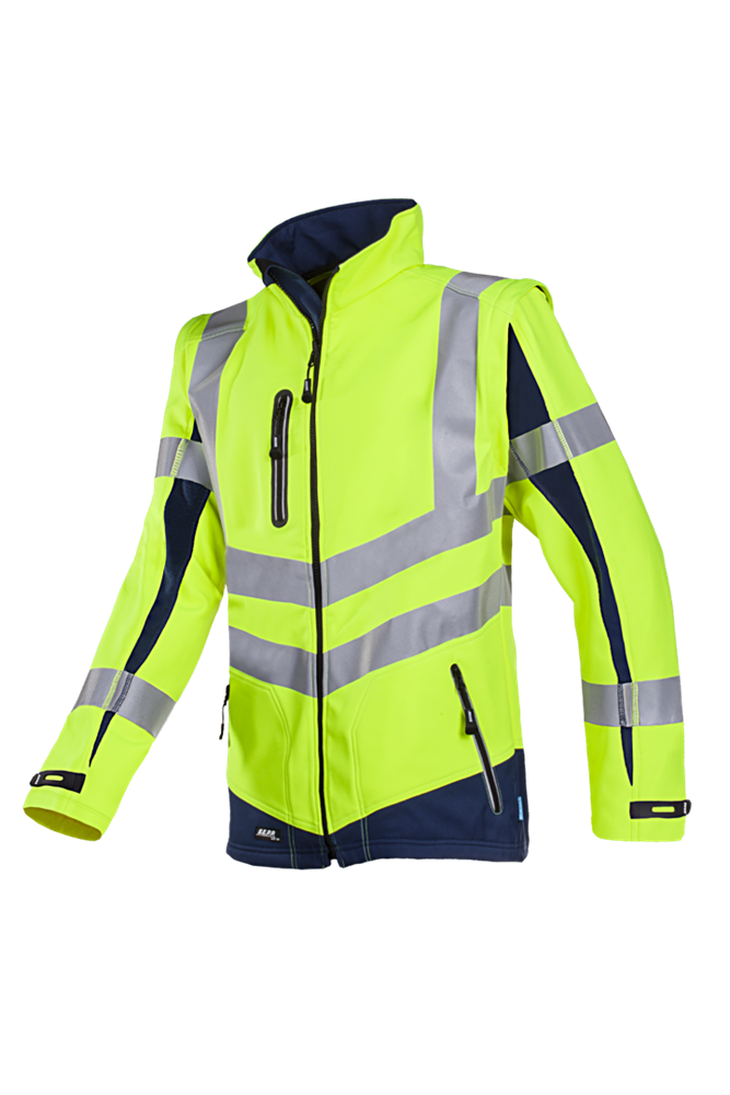Sioen - High Visibility Softshell Jas - EN ISO 20471 Klasse 3, Koude & Wind Bescherming - Malden - Fluo Geel/Marine - 724ZA2TU2