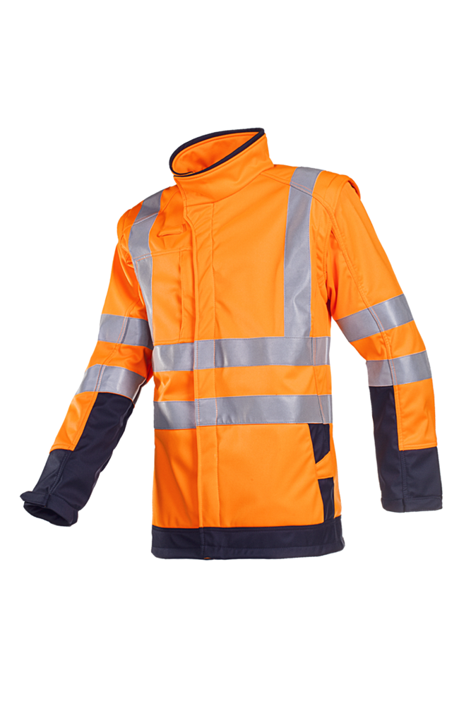 Sioen - Vlamvertragend Antistatisch Goed Zichtbaar Softshell Jas - FR AS Hi-Vis Klasse 3 - Heatherton - Fluo Oranje/Marine - 9643A2TV4