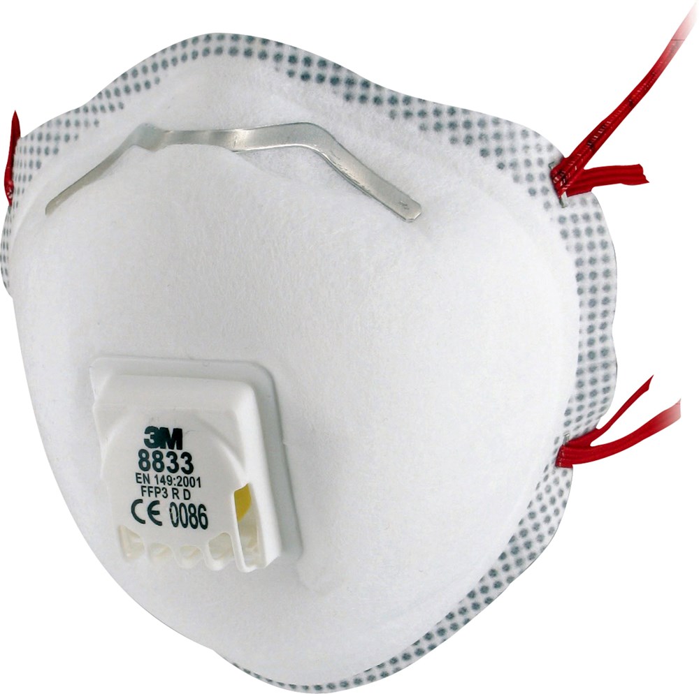 3M - Wegwerpstofmasker - FFP3 Bescherming met Cool Flow Ventiel - 8833 - Rood, Wit