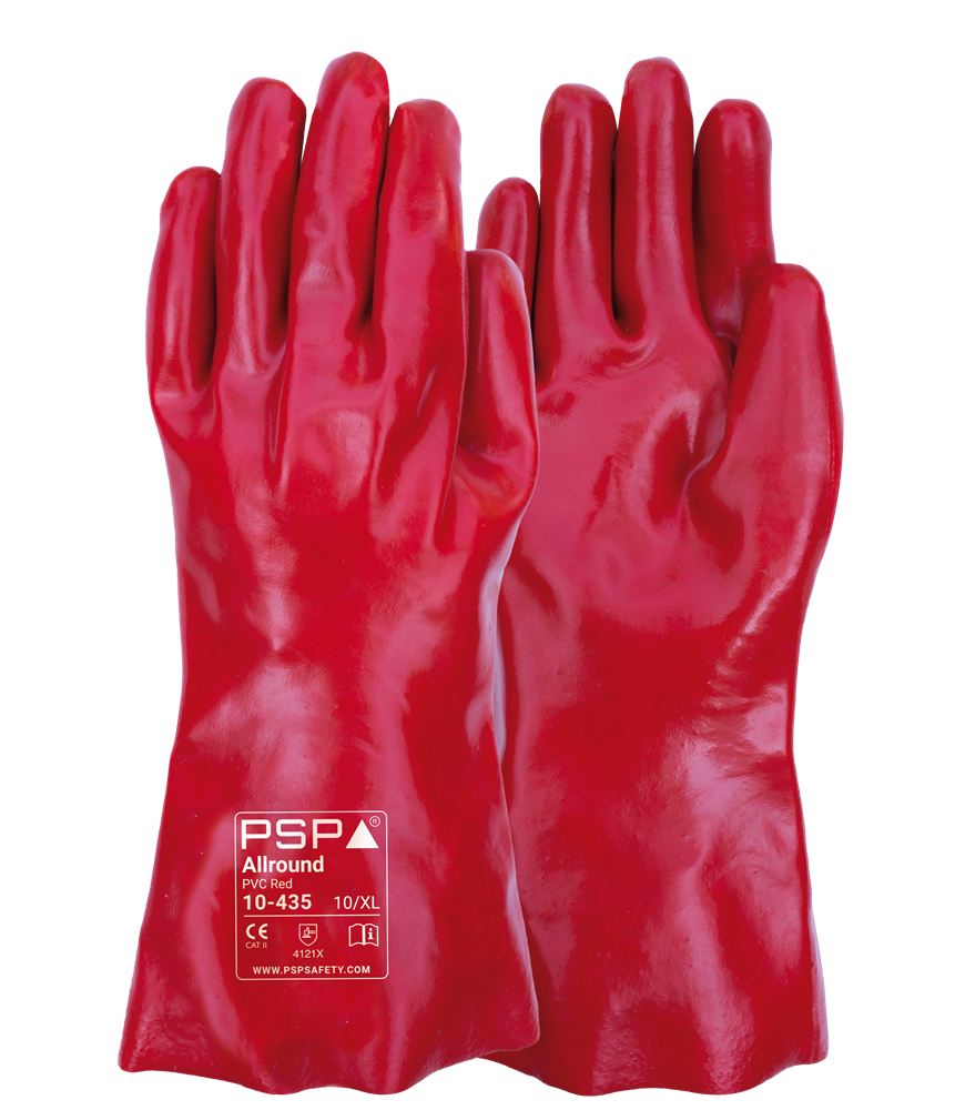 [2.01.10.435.10] PSP - Allround Olie- & Vloeistofbestendige PVC Handschoenen - 10-435 - Rood