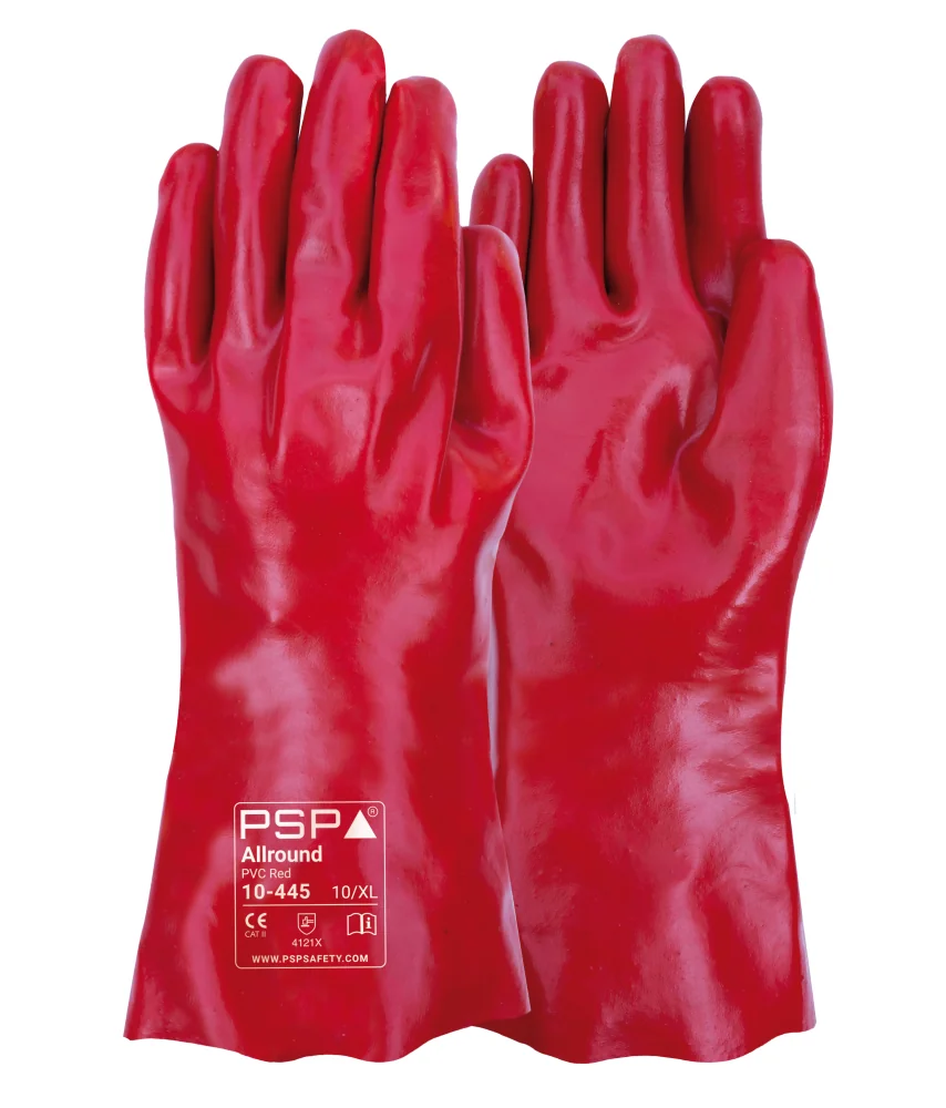 [2.01.10.445.10] PSP - Allround Olie & Vloeistof Bescherming PVC Handschoenen - 10-445 - Rood