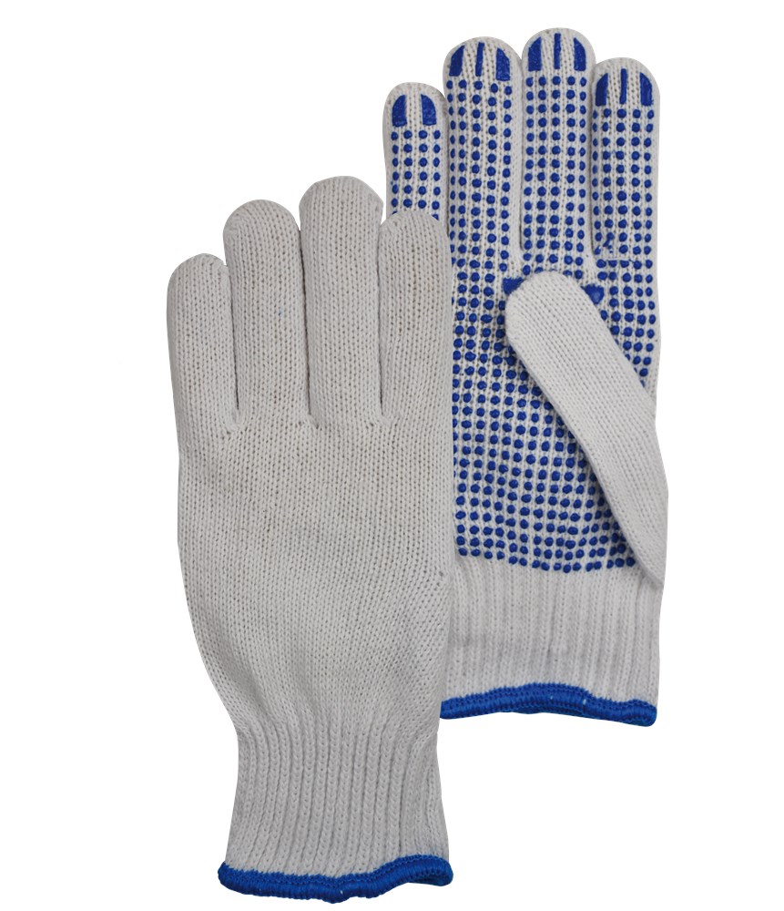 [2.02.20.300.00] PSP - Werkhandschoenen - PVC Noppen Grip, 10 Gauge - 20-300 - Wit/Blauwe Noppen