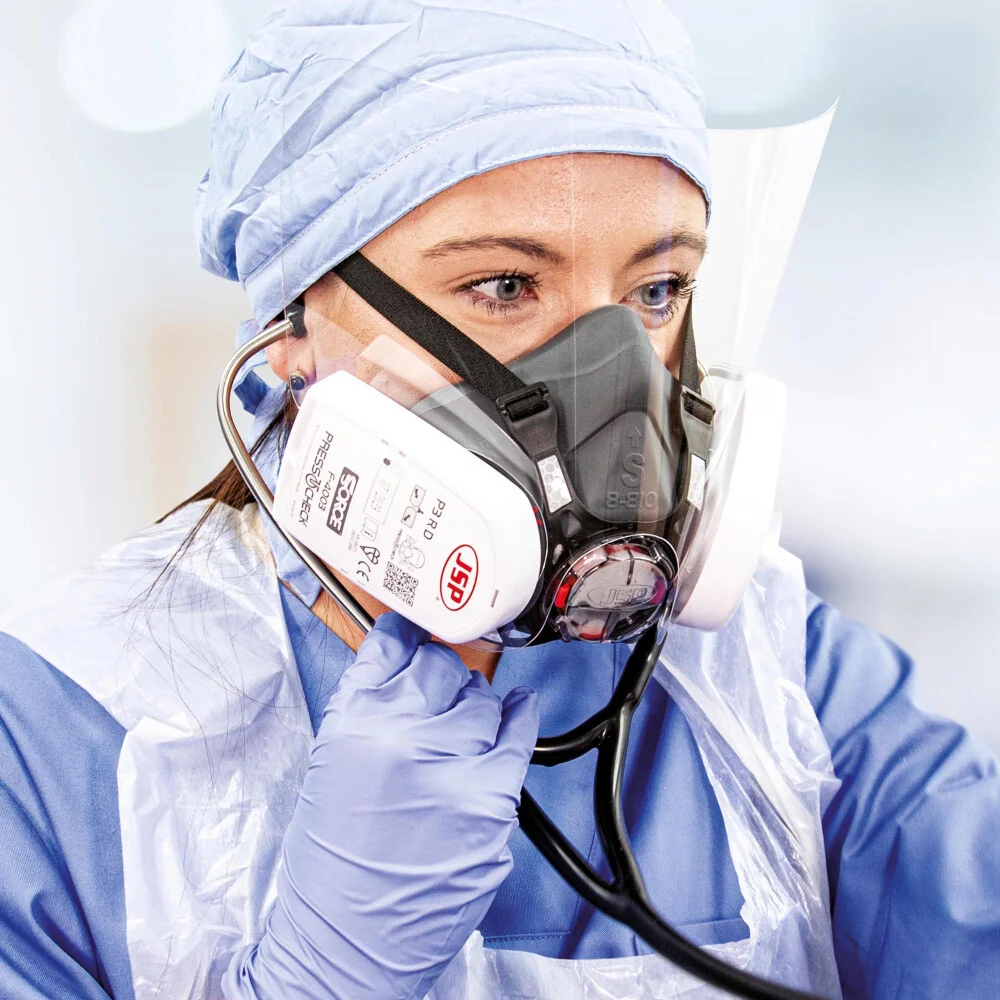 JSP - Halfgelaatsmasker - PressToCheck™ Afdichtingscontrole, ABEK1P3 Filters - Force8 - Zwart - BHT0C3-0L5-N00
