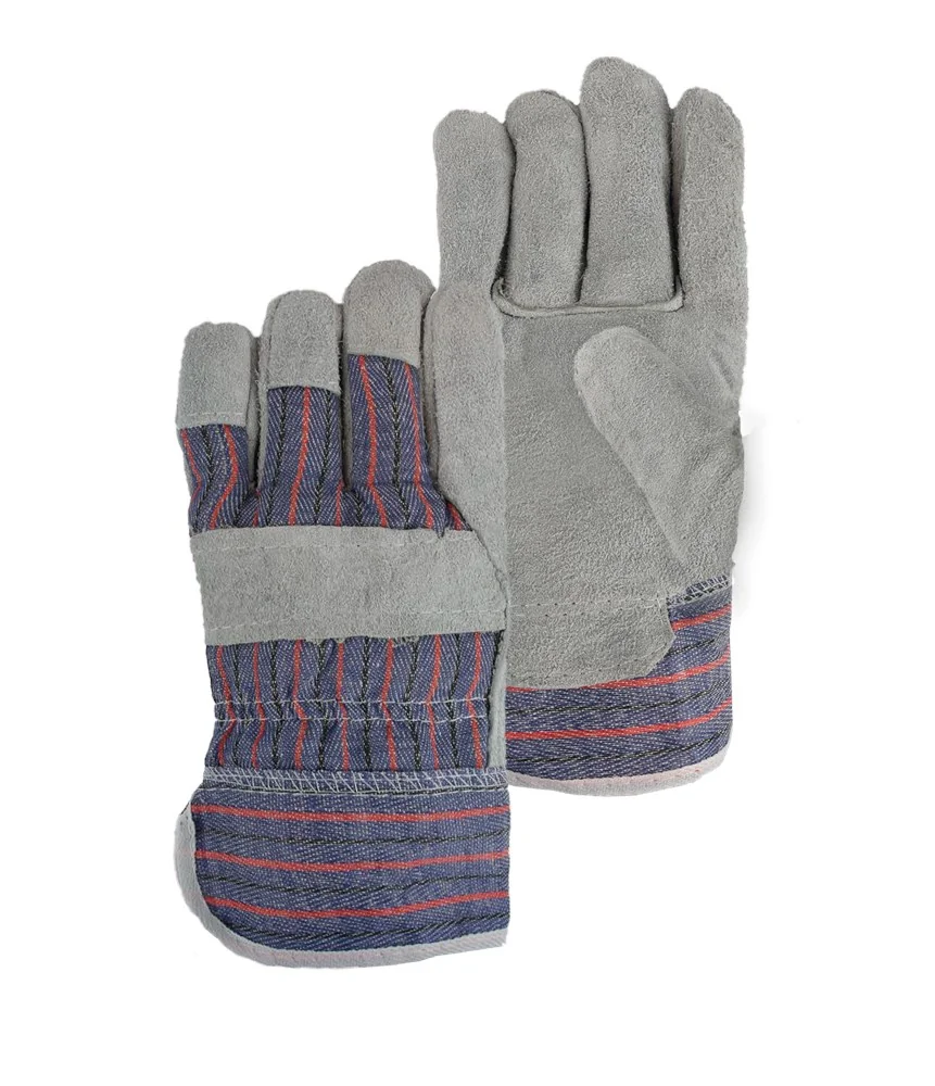 PSP - Werkhandschoen - Gespleten Leer - 36-160 Corium - Blauw/Rood/Zwart Gestreepte