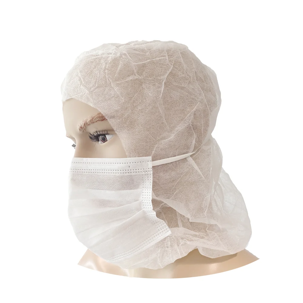 [5.09.55.601.00] PSP - Wegwerp Astro muts met 2-laags gezichtsmasker - 55-601 - Wit - 100 Stuks