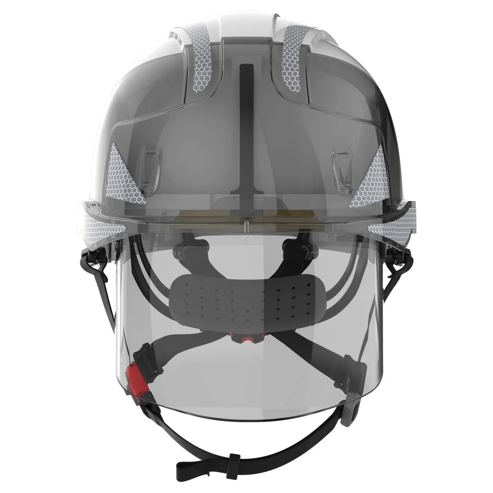 [7.31.15.278.50] JSP - Dual Standard Veiligheidshelm - Geïntegreerd Gelaatsscherm - EVO® VISTAshield® Dualswitch™ - Wit/Rook - AMH270-405-F00