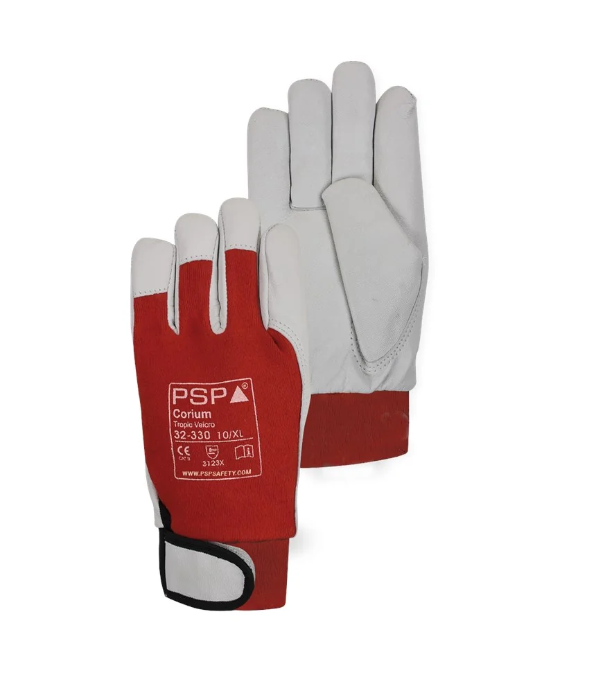[2.03.32.330.08] PSP - Werkhandschoenen - EN388 3123X - Corium Tropic - Rood/Naturel (8)