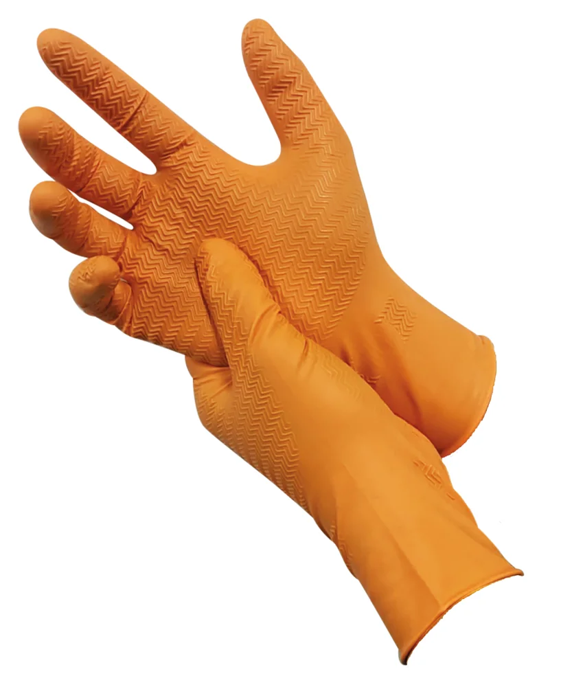 PSP - Nitril Wegwerphandschoenen - Chemische & Biologische Bescherming, Bandenprofiel Grip - 60-246 Gripper - Oranje