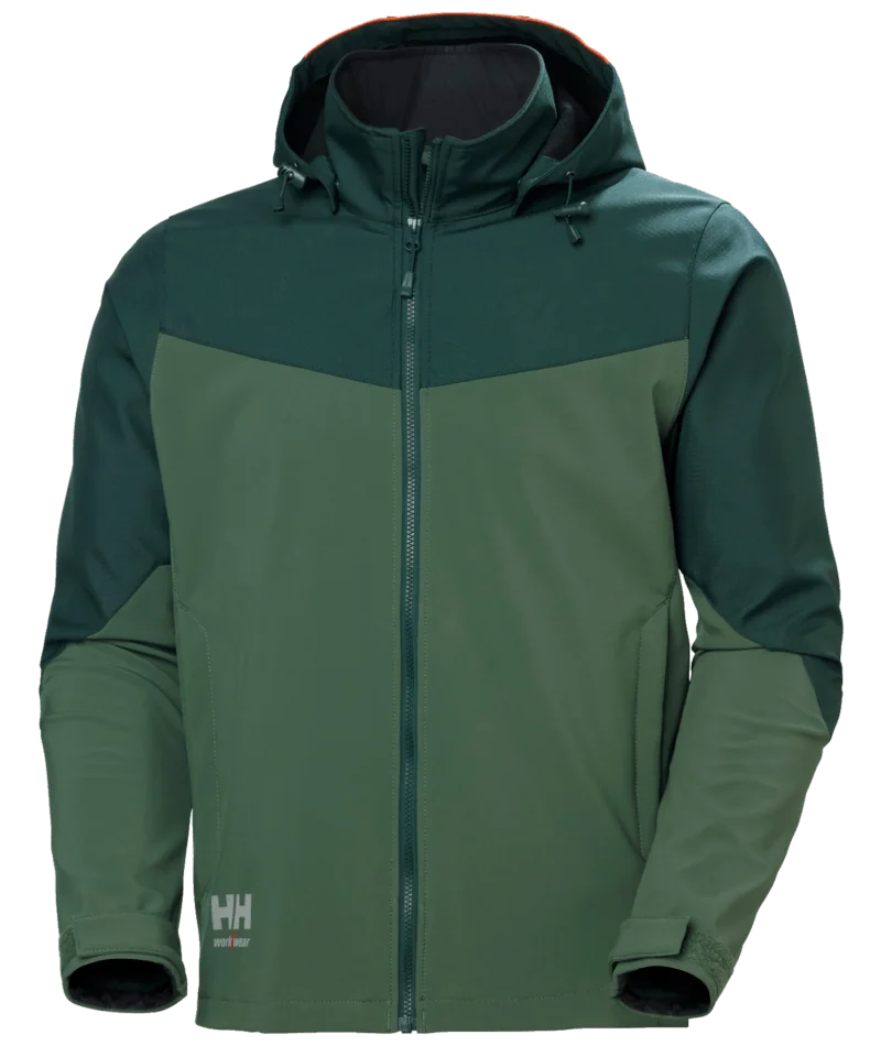 Helly Hansen 74290 Oxford softshelljas met capuchon, groen/donkergroen