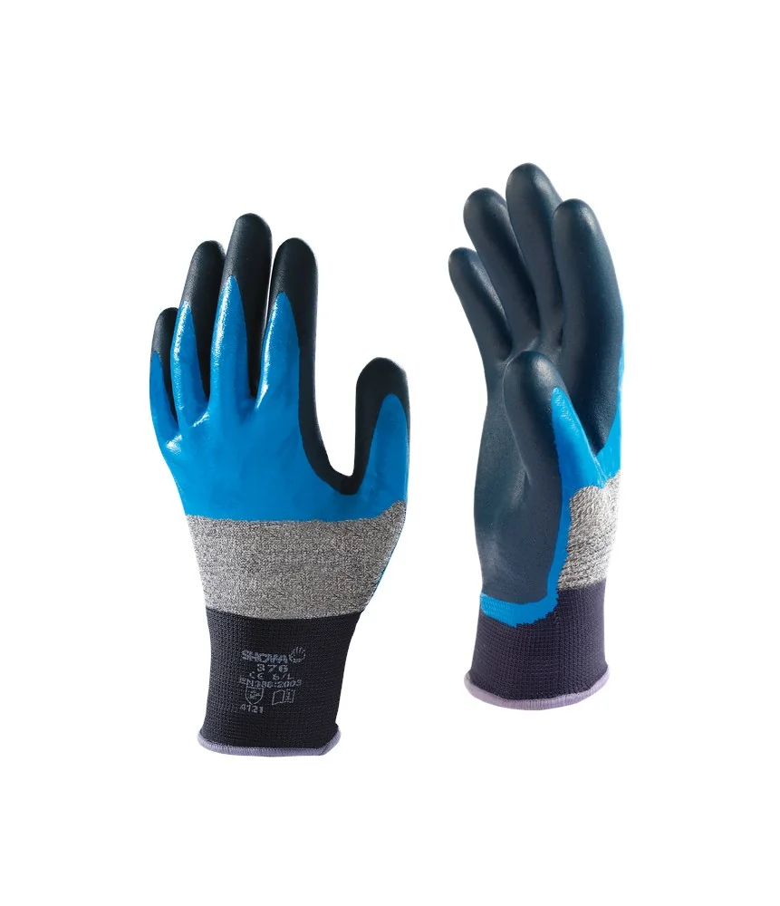 SHOWA 376R flussigkeitsbestandiger Nitrilhandschuh blau/schwarz
