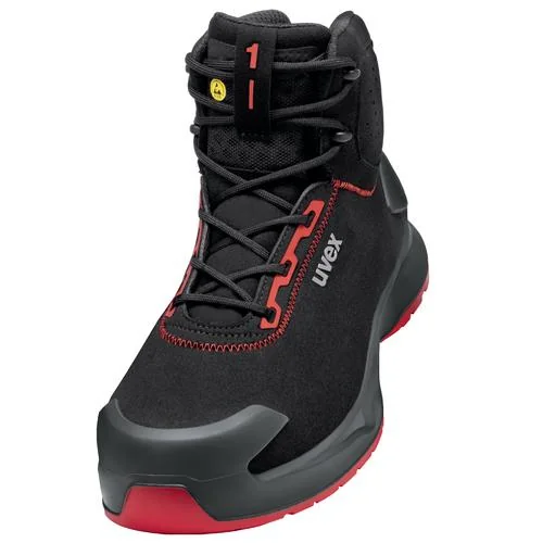 Bottine de securite Uvex 1 x-craft 68042 S3L, noire/rouge