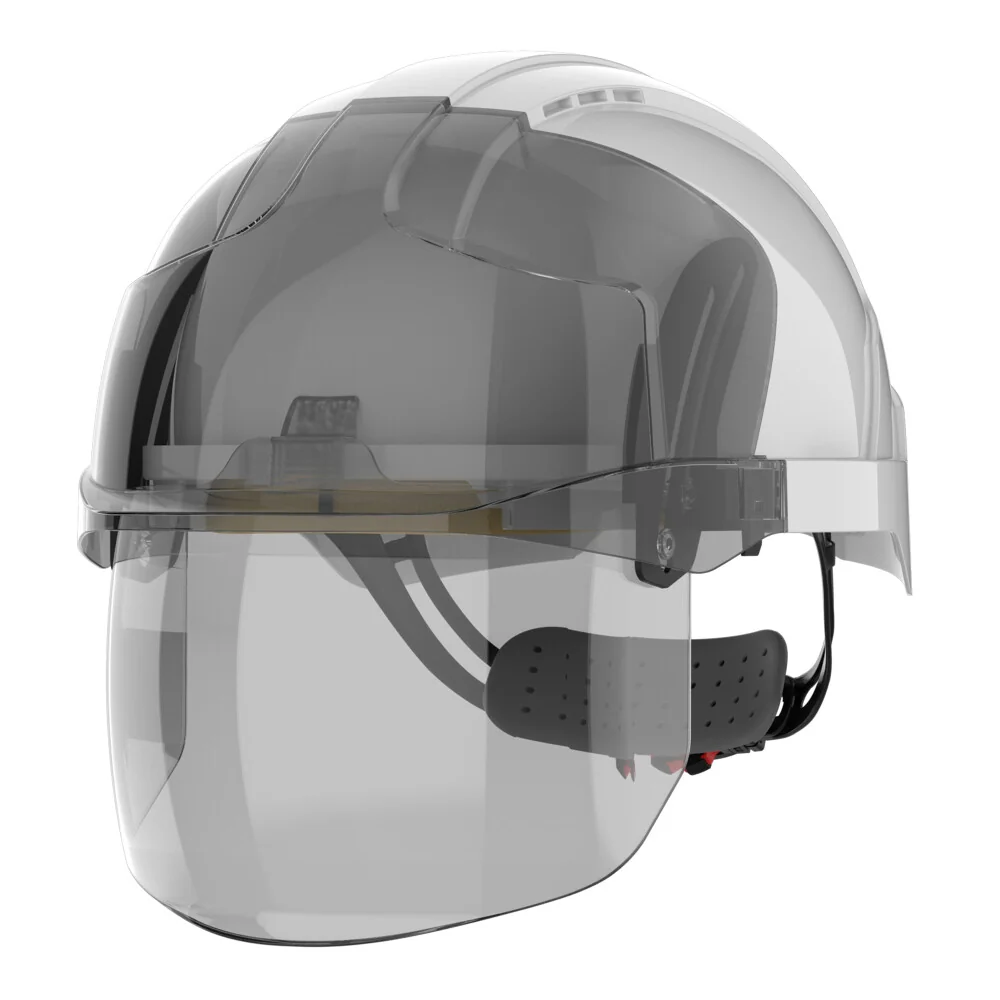 [7.31.16.170.95] JSP AMC170-005-F00 EVO VISTAshield Micro Peak helmet, unvented, white/smoke