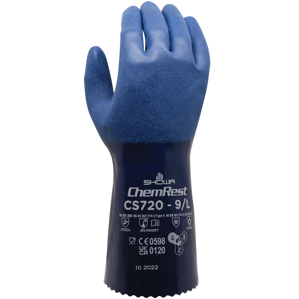 [2.42.00.720.10] SHOWA CS720 (720CS) nitril chemicalienhandschoen blauw