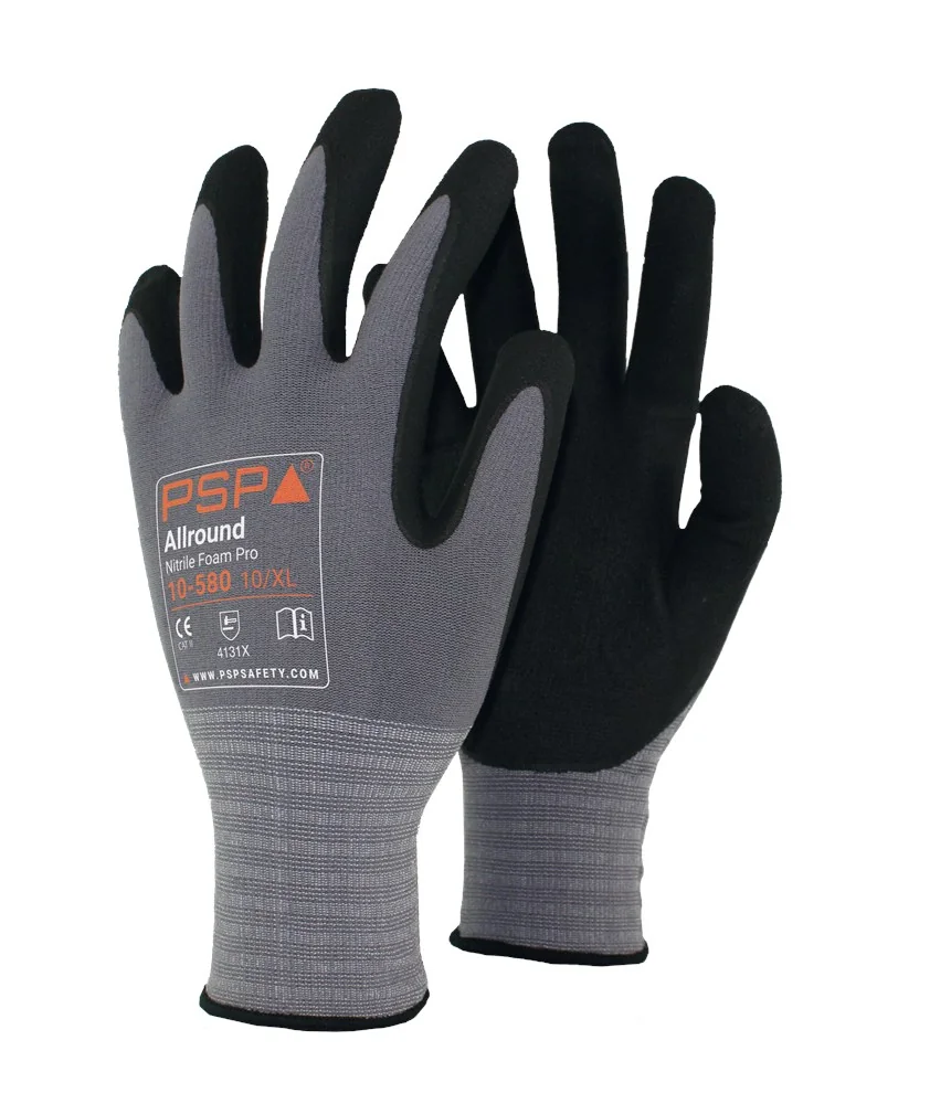 PSP 10-580 Allround Nitrile Foam Pro food-grade work gloves, grey/black