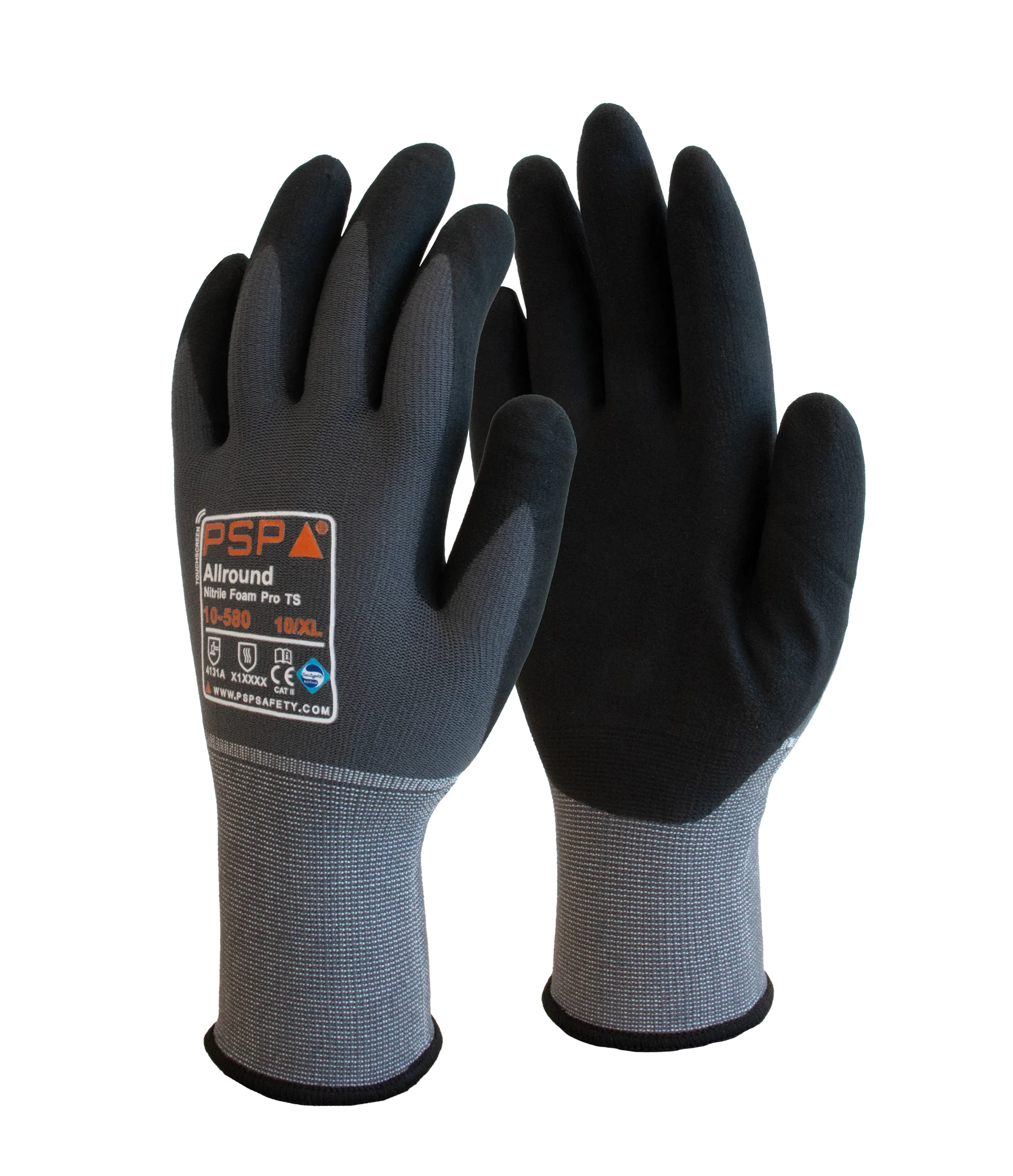 PSP 10-580 Allround Nitrile Foam Pro TS touchscreen work gloves, grey/black