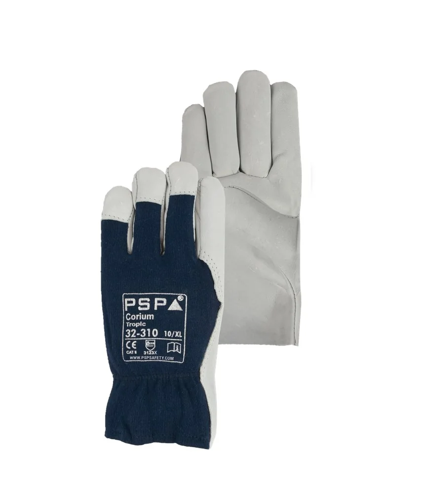 PSP 32-310 Corium Tropic Ziegenleder-Arbeitshandschuhe, natur/blau