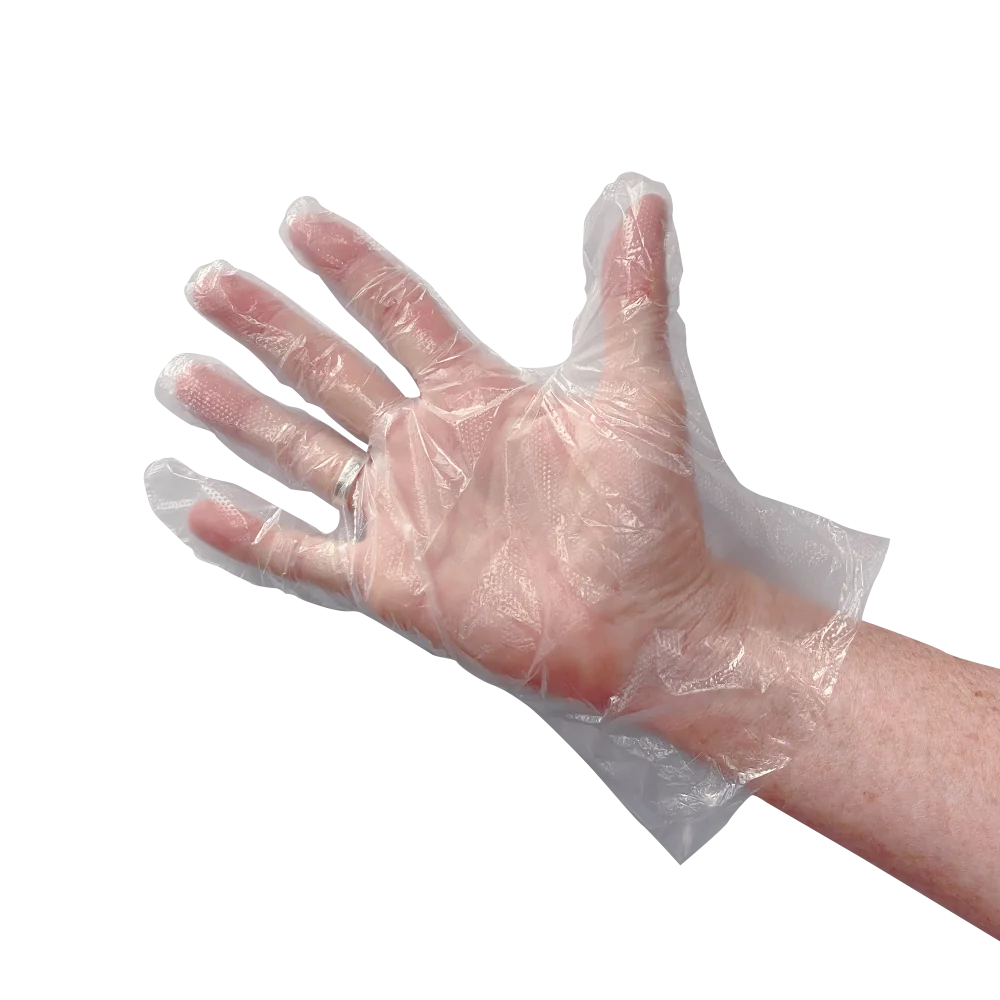 [2.05.75.400.00] PSP 75-400 wegwerp PE-handschoenen met relief, 100 stuks