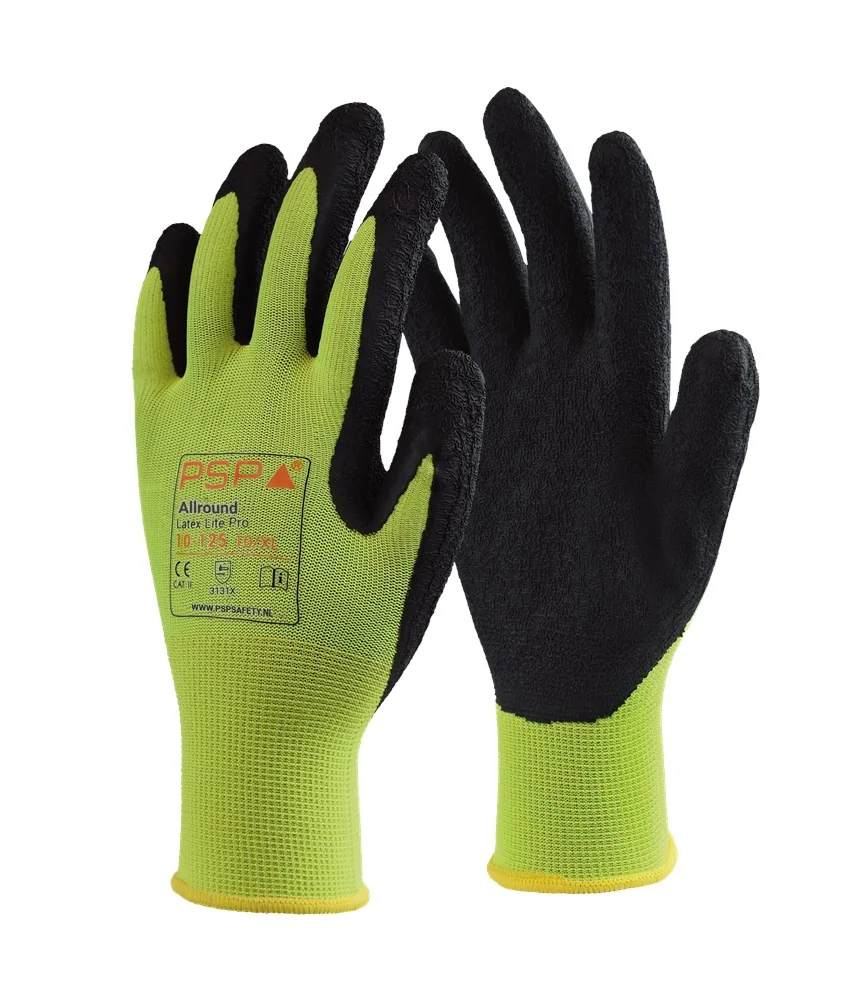 PSP - Allround Latex Lite Pro Handschoenen - EN388 3131X, Droge Grip - 10-125 - Geel/Zwart - 2.01.10.125