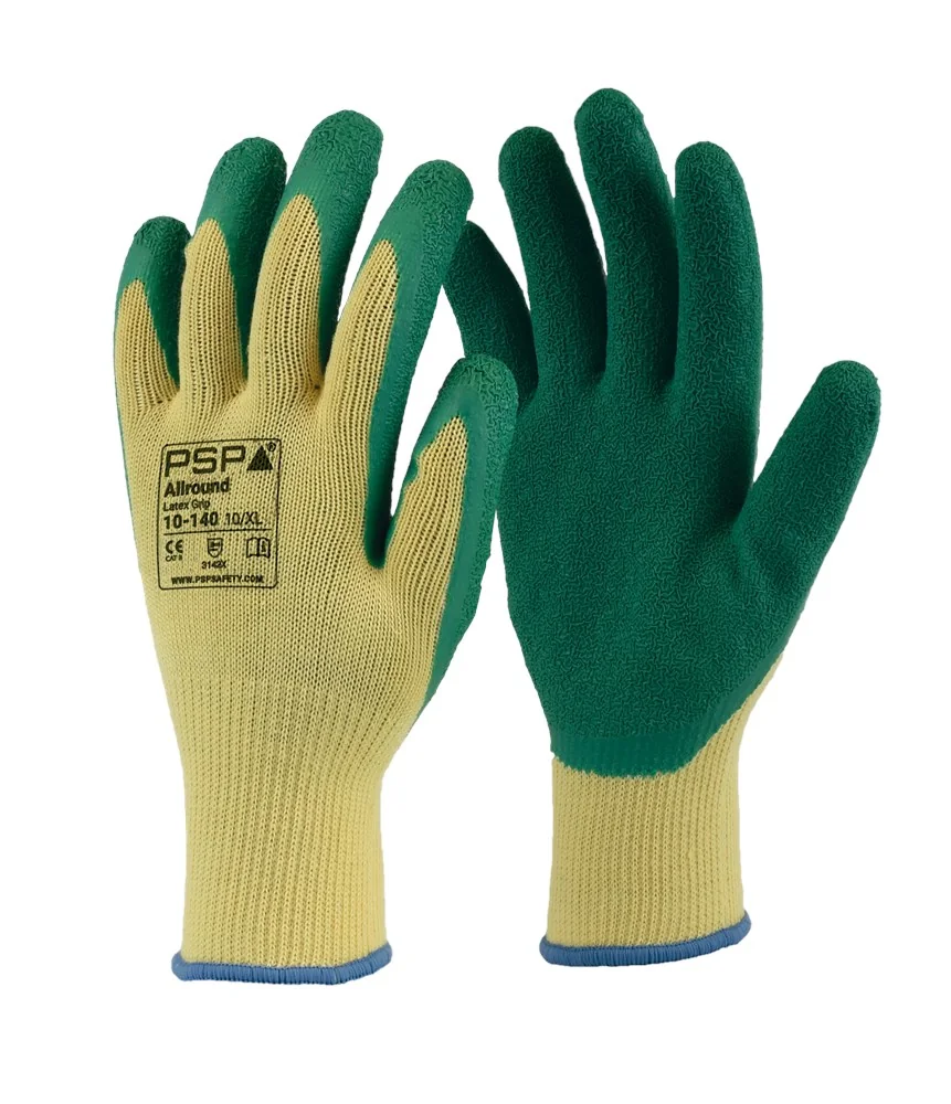 PSP - Allround Latex Grip Handschoenen - EN388 3142X - 10-140 - Groen/Geel