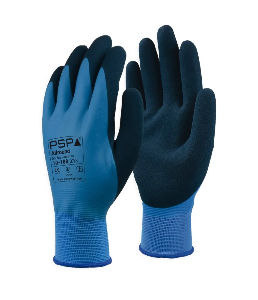 PSP - Allround Dubbele Latex Handschoenen - Vloeistofbestendig, EN388 2131X - 10-188 - Blauw/Zwart