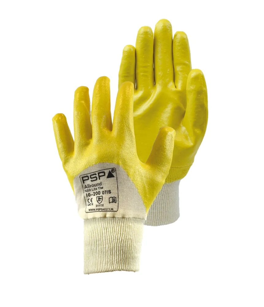 PSP - Allround Beschermende Handschoenen - EN388 3111X, Olie- & Vloeistofbestendig - 10-200 NBRLite - Geel