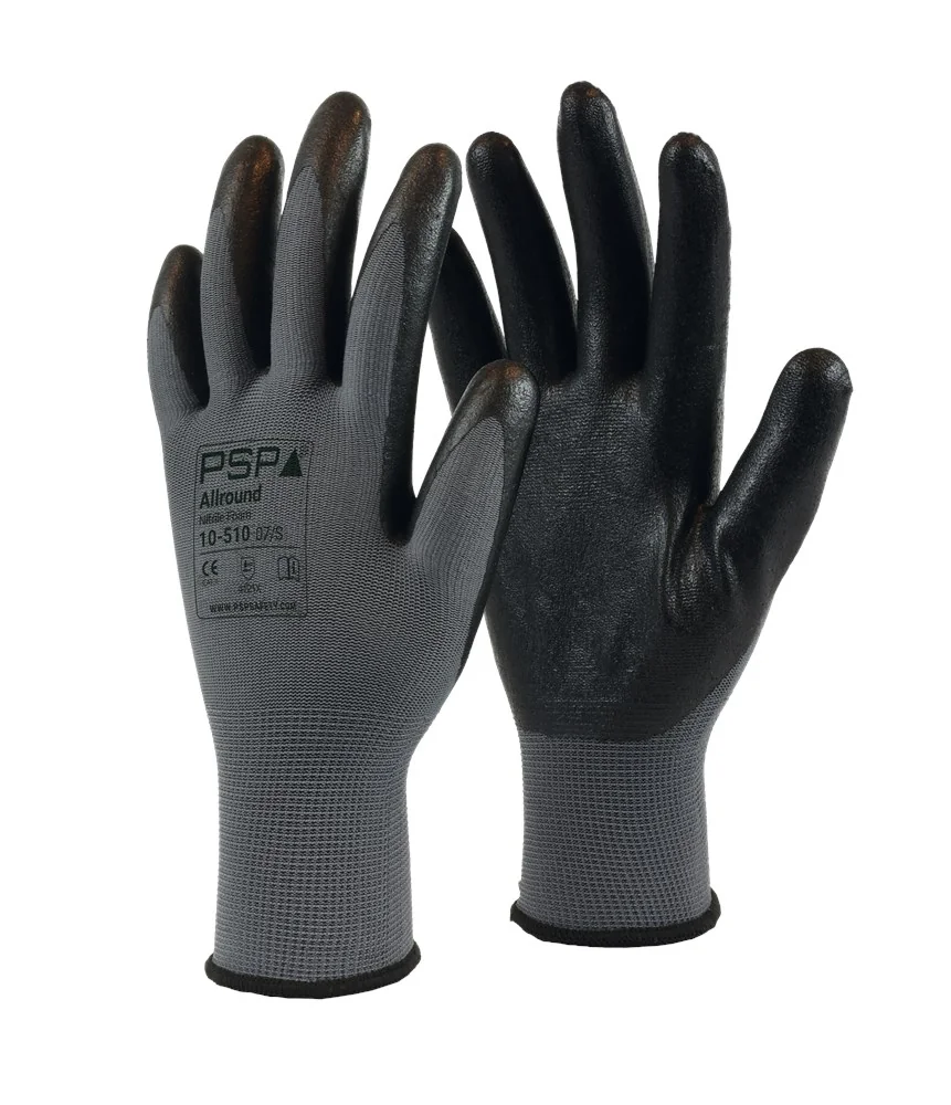 PSP - Allround Nitrile Foam Handschoenen - EN388 4121X - 10-510 - Zwart/Grijs - 2.01.10.510